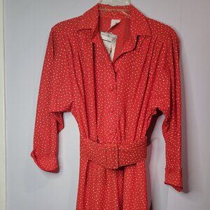 Vintage Red Belted Polka Dot Dress